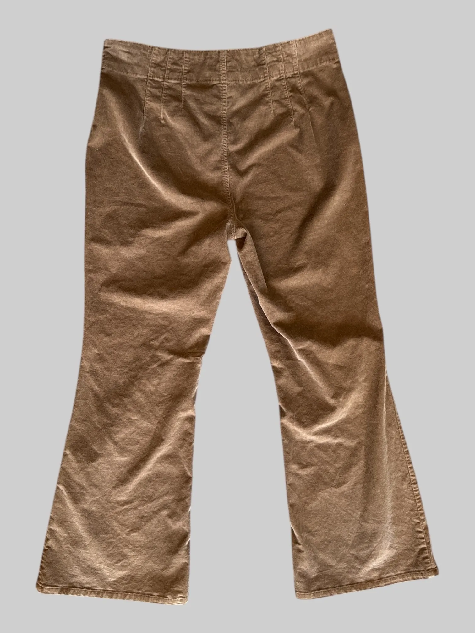 0X stretchy tan corduroy wide leg pants with pockets