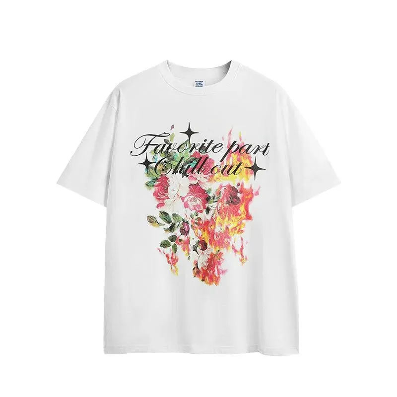 220gsm Flame Floral Printed Tshirt