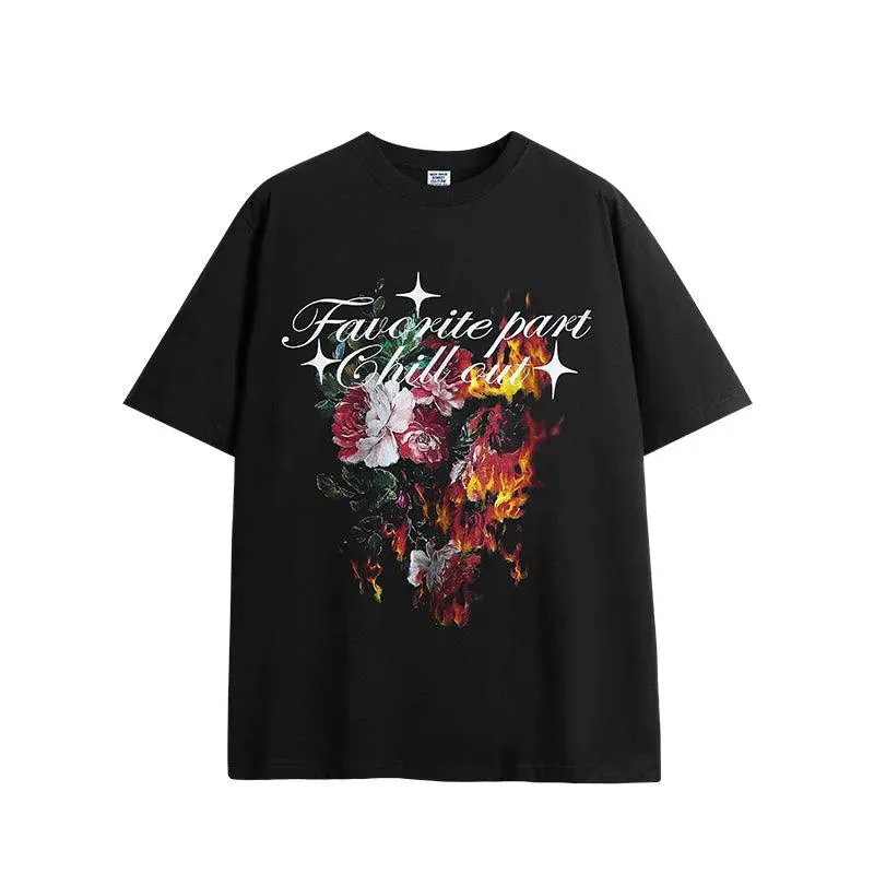 220gsm Flame Floral Printed Tshirt
