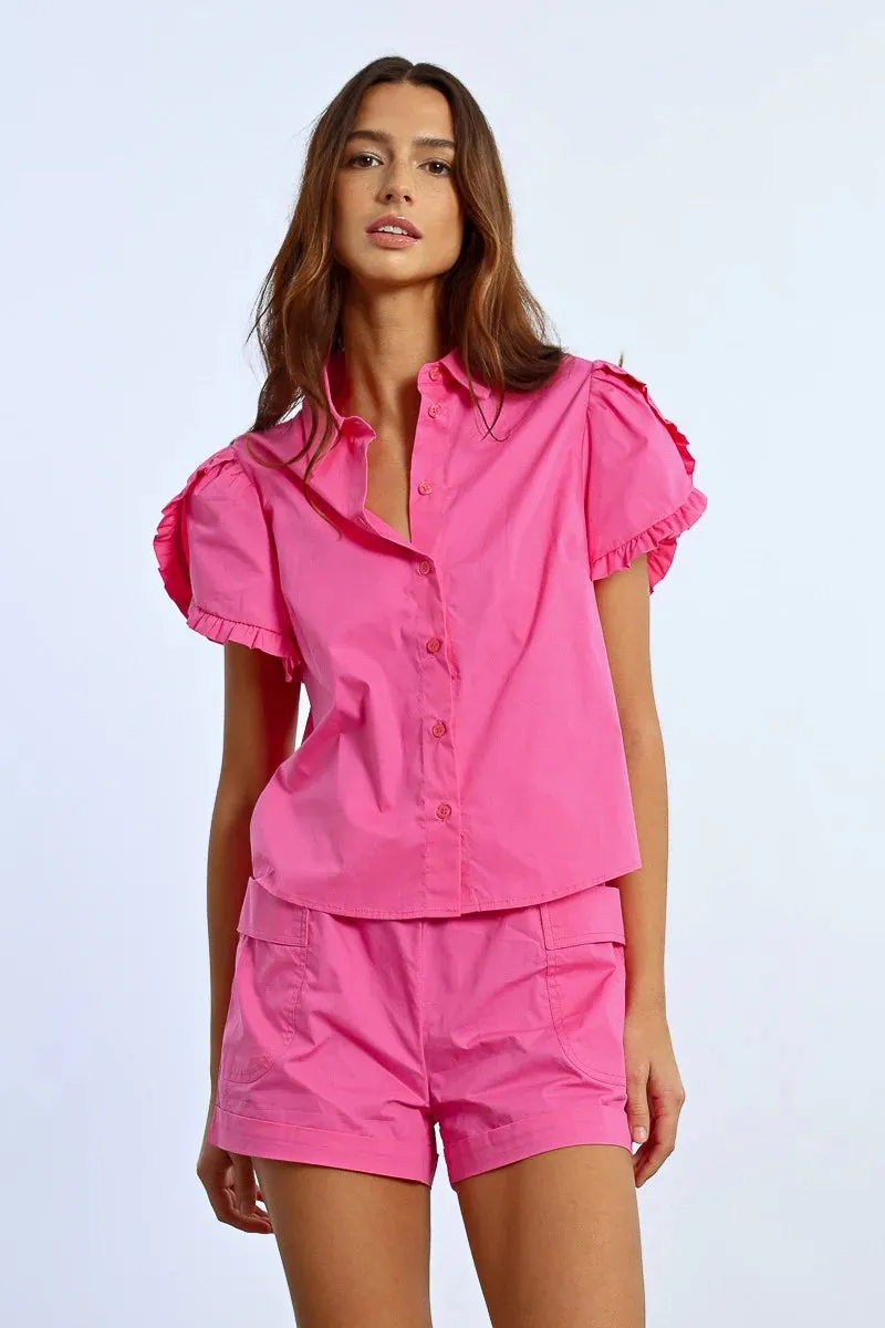 Balloon Short Sleeved Button Up Shirt