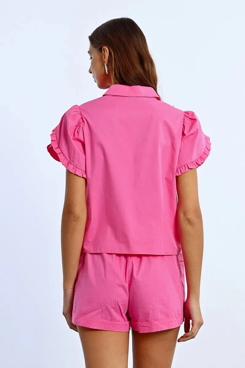 Balloon Short Sleeved Button Up Shirt