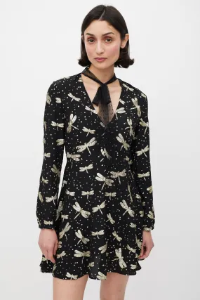 Black & Gold Glitter Embellished A-Line Dress