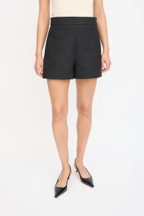 Black Panelled High Waist Shorts