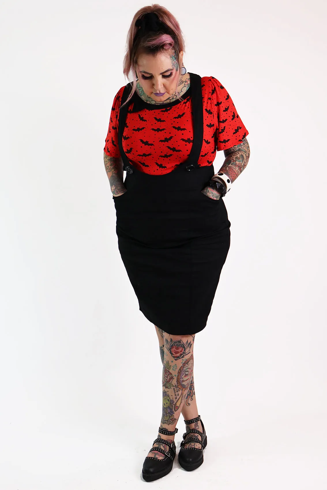 Black Pencil Pinafore - Curvy