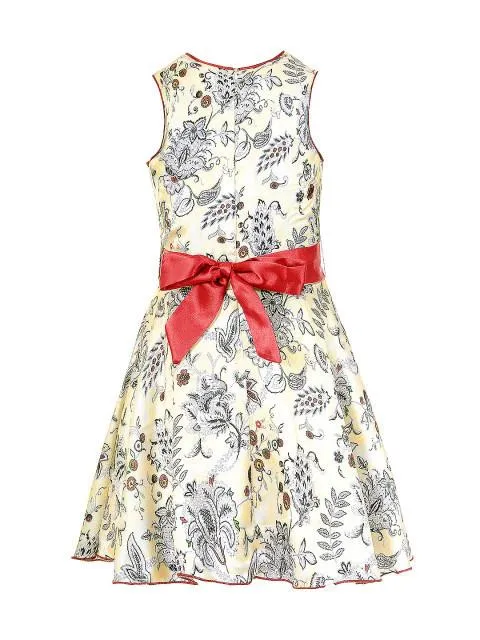 Branyork Cream-Coloured Printed A-Line Dress