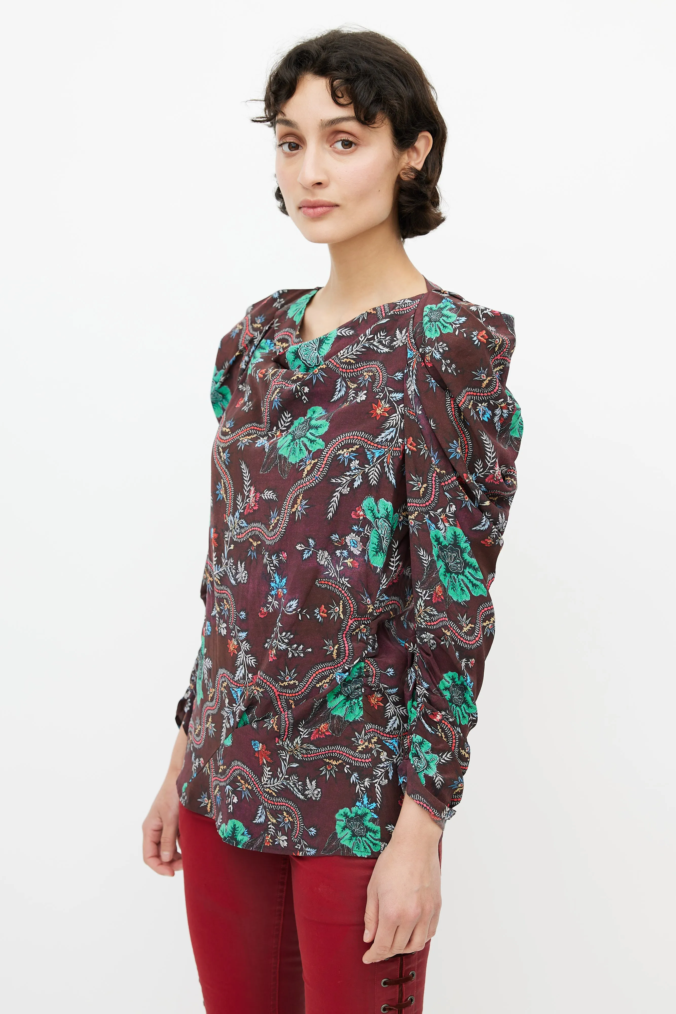 Brown & Multi Floral Blouse