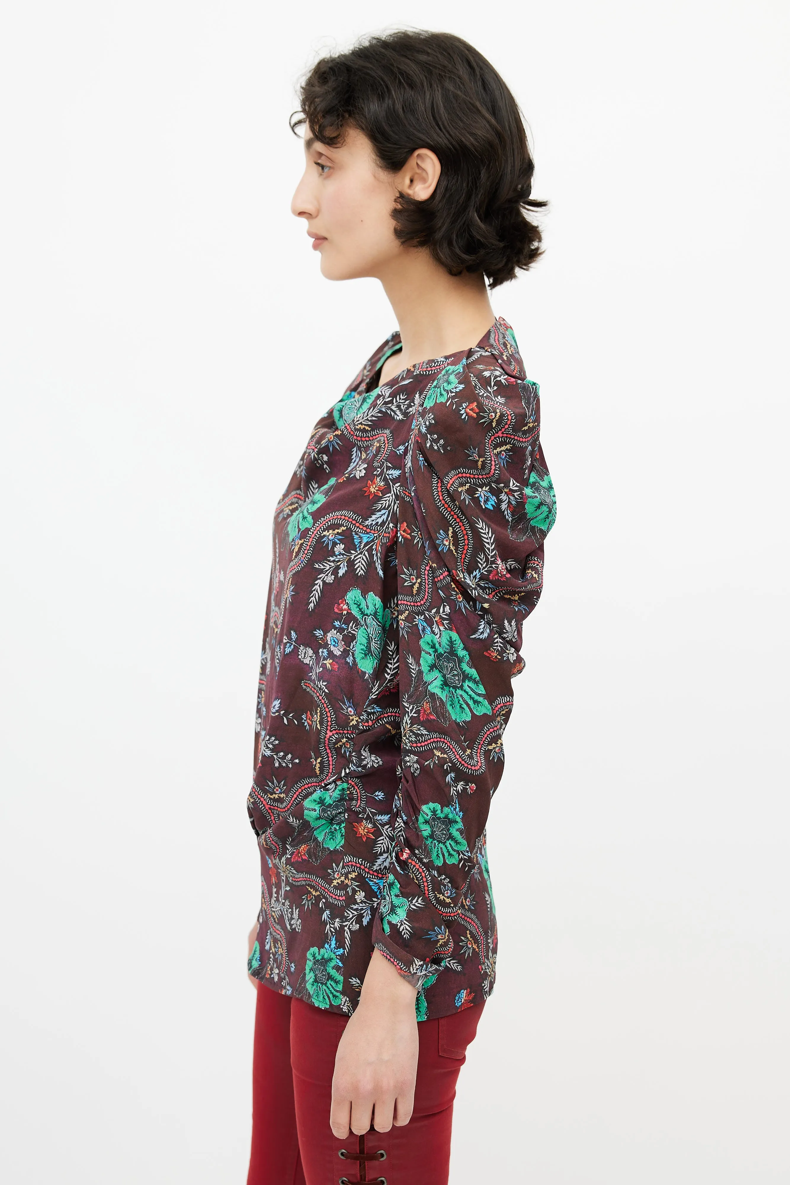 Brown & Multi Floral Blouse