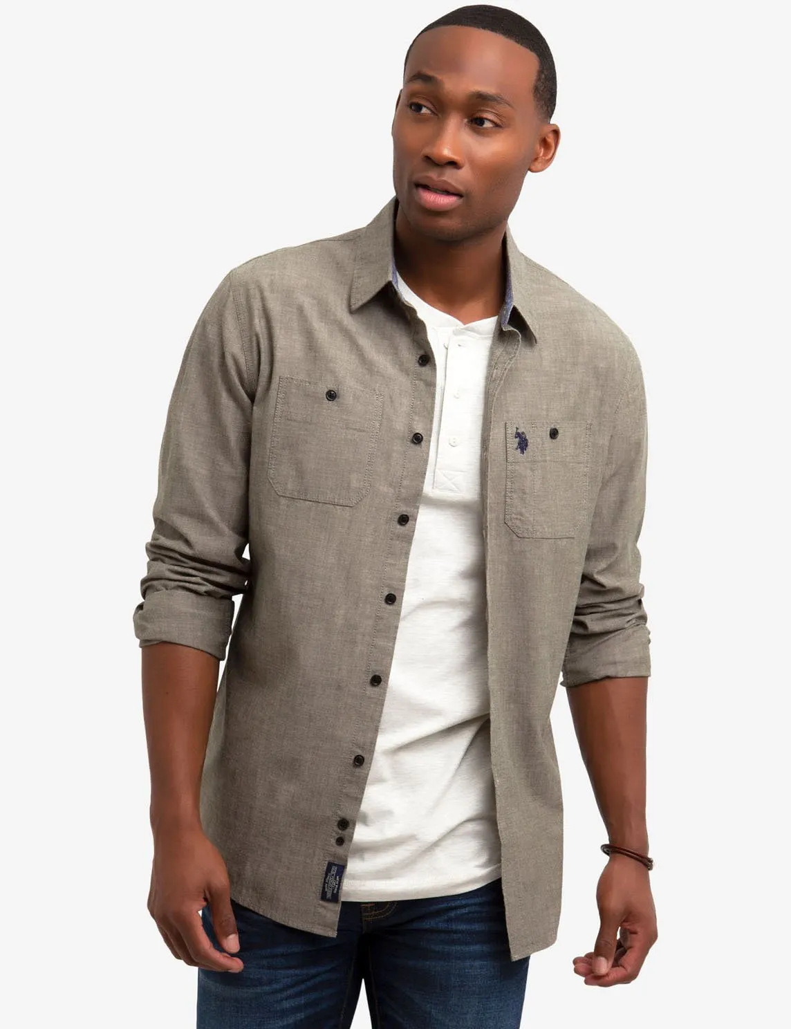 CLASSIC FIT TWO POCKET SLUB CANVAS SHIRT