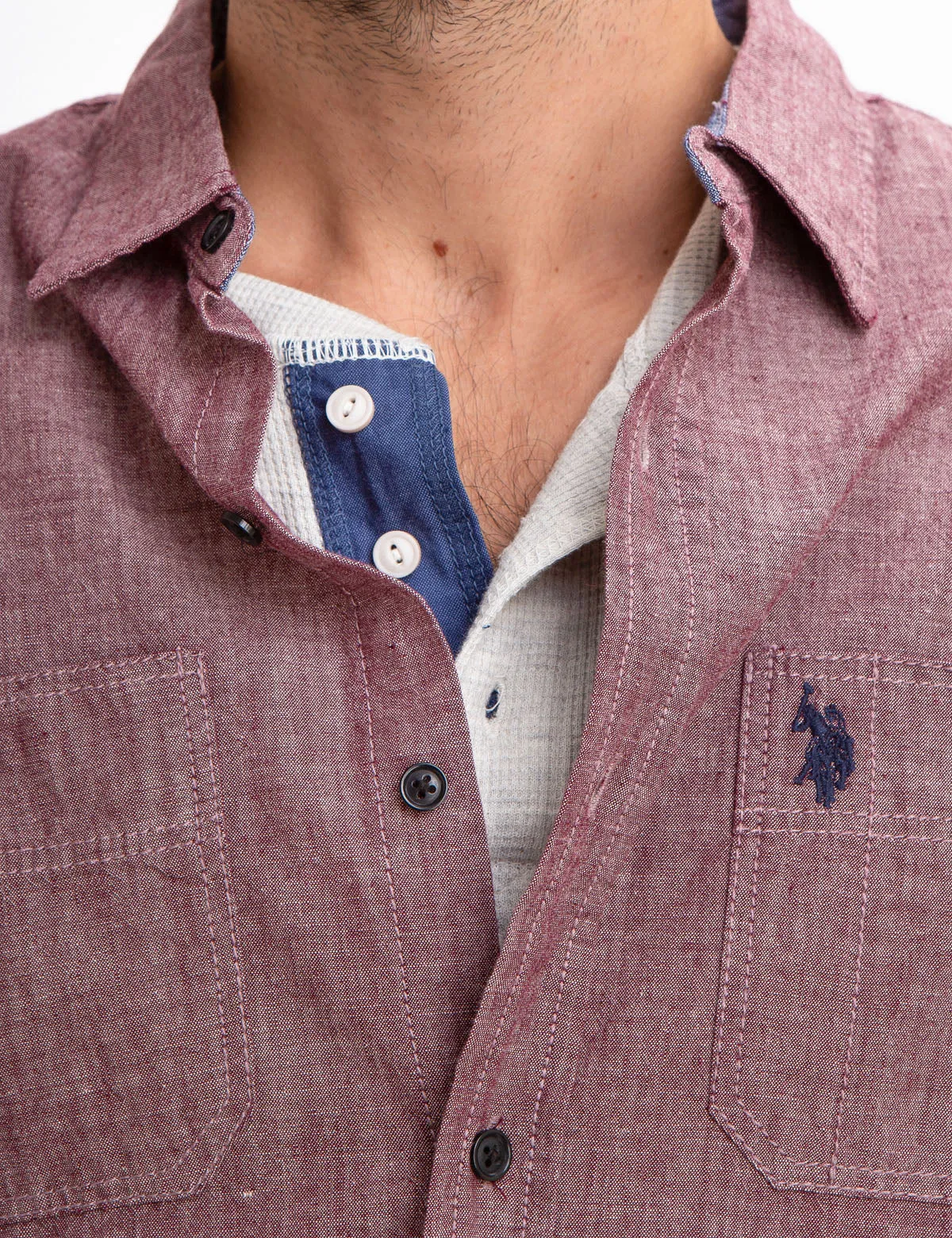 CLASSIC FIT TWO POCKET SLUB CANVAS SHIRT
