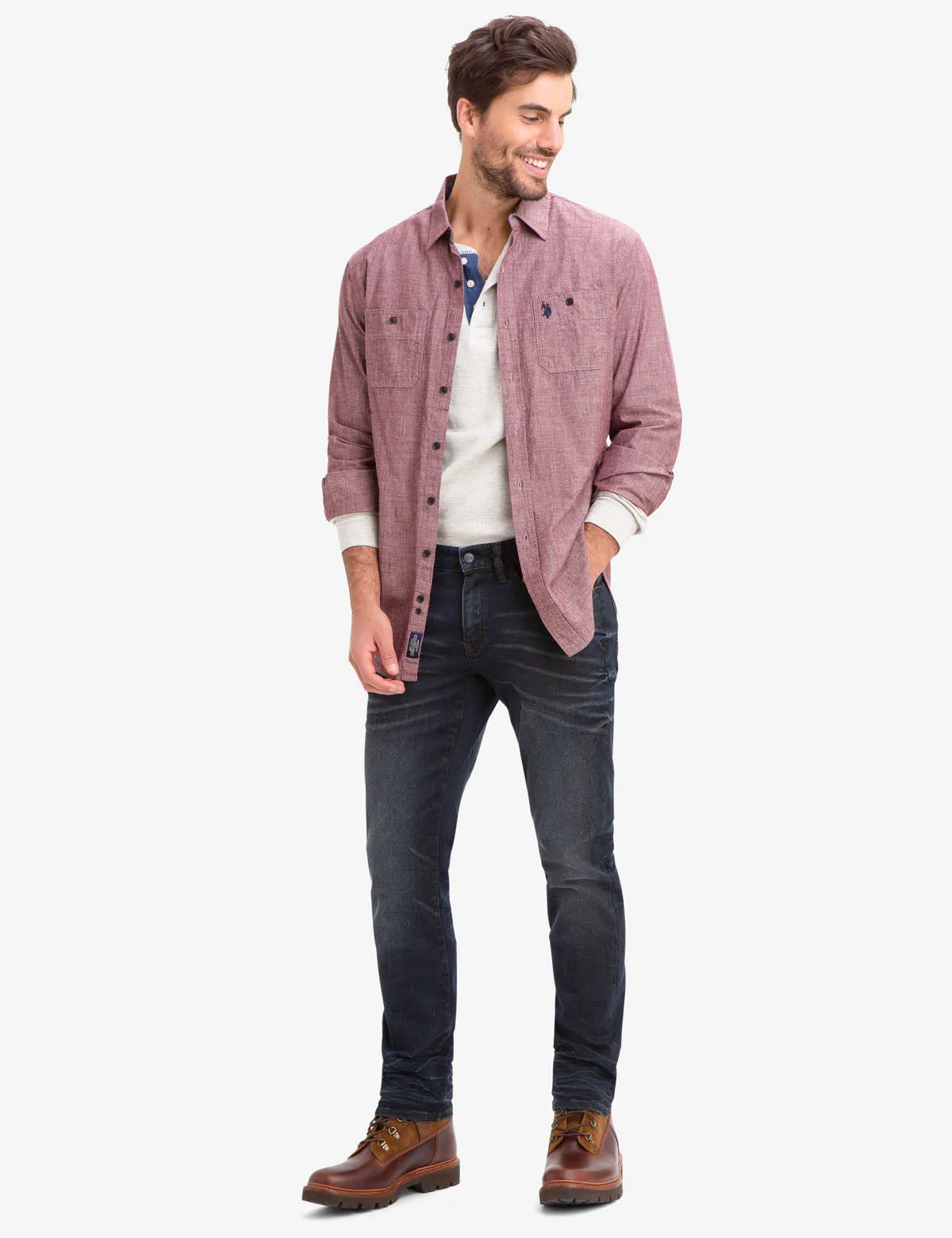 CLASSIC FIT TWO POCKET SLUB CANVAS SHIRT