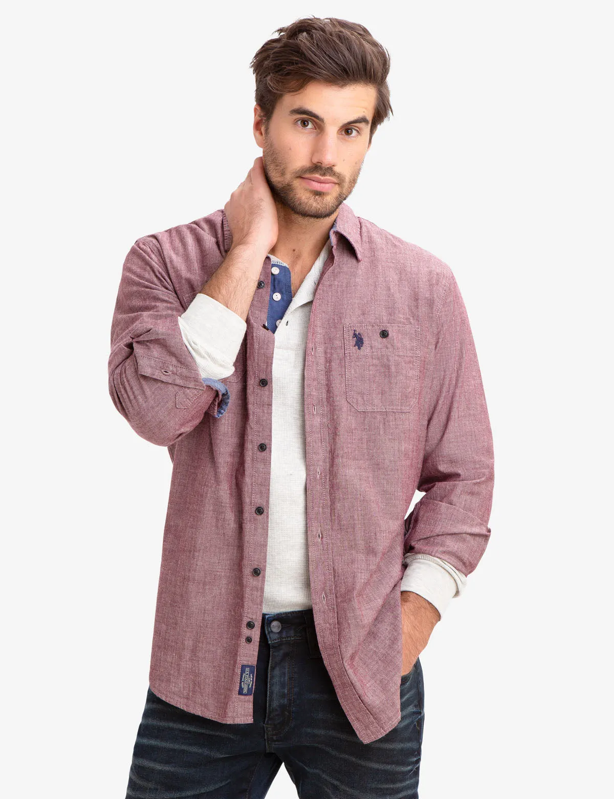 CLASSIC FIT TWO POCKET SLUB CANVAS SHIRT