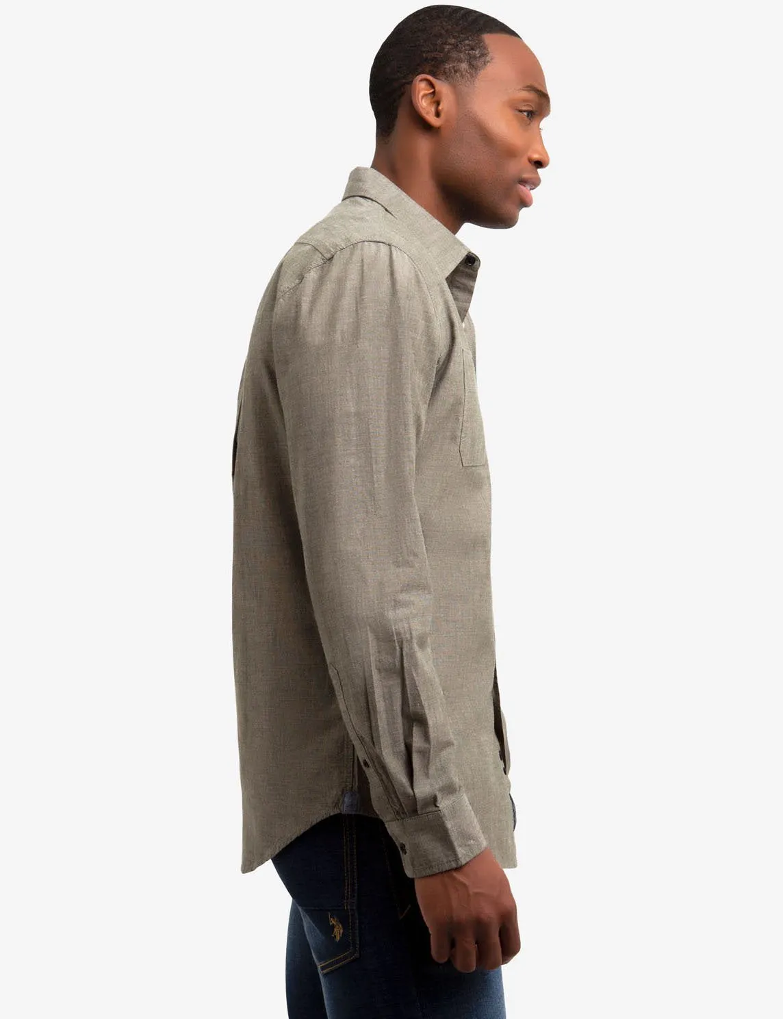 CLASSIC FIT TWO POCKET SLUB CANVAS SHIRT