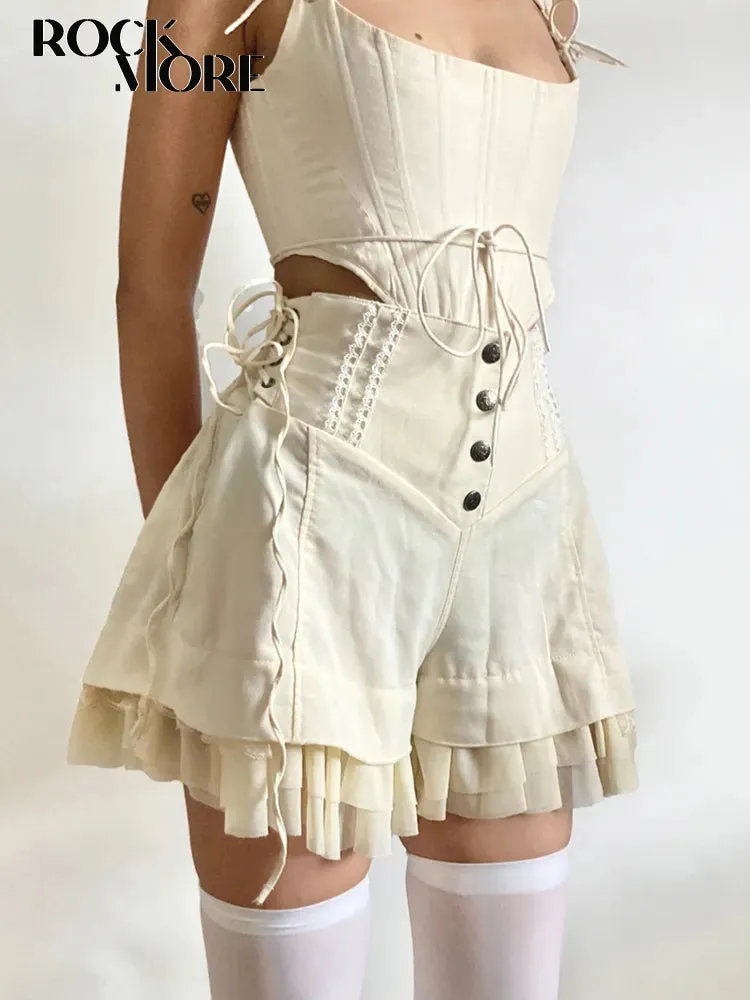Entzückende High-Waist Shorts im Indie-Stil mit Rüschen