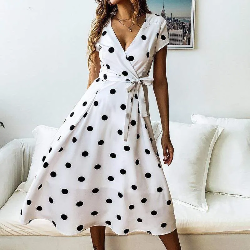 Erin Polka Dot Short Sleeve Dress