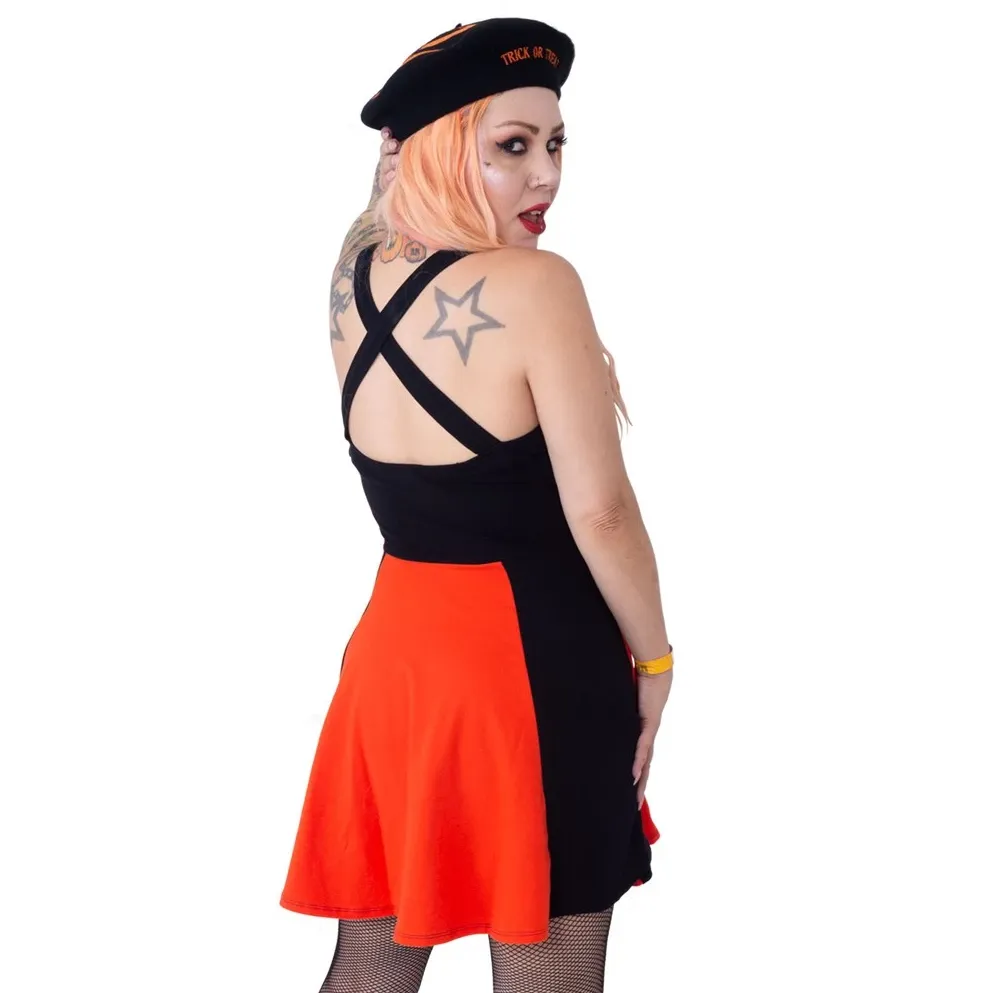 Jack O Latern Pumpkin Pinafore Dress