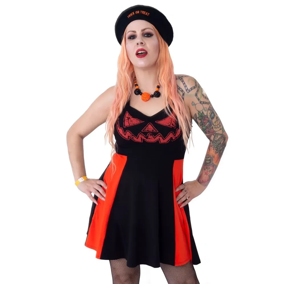 Jack O Latern Pumpkin Pinafore Dress