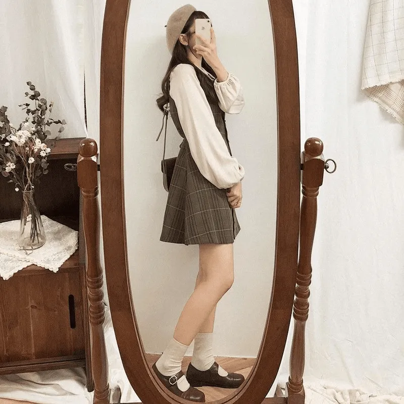 Kawaii Sweet Plaid Pinafore Dress