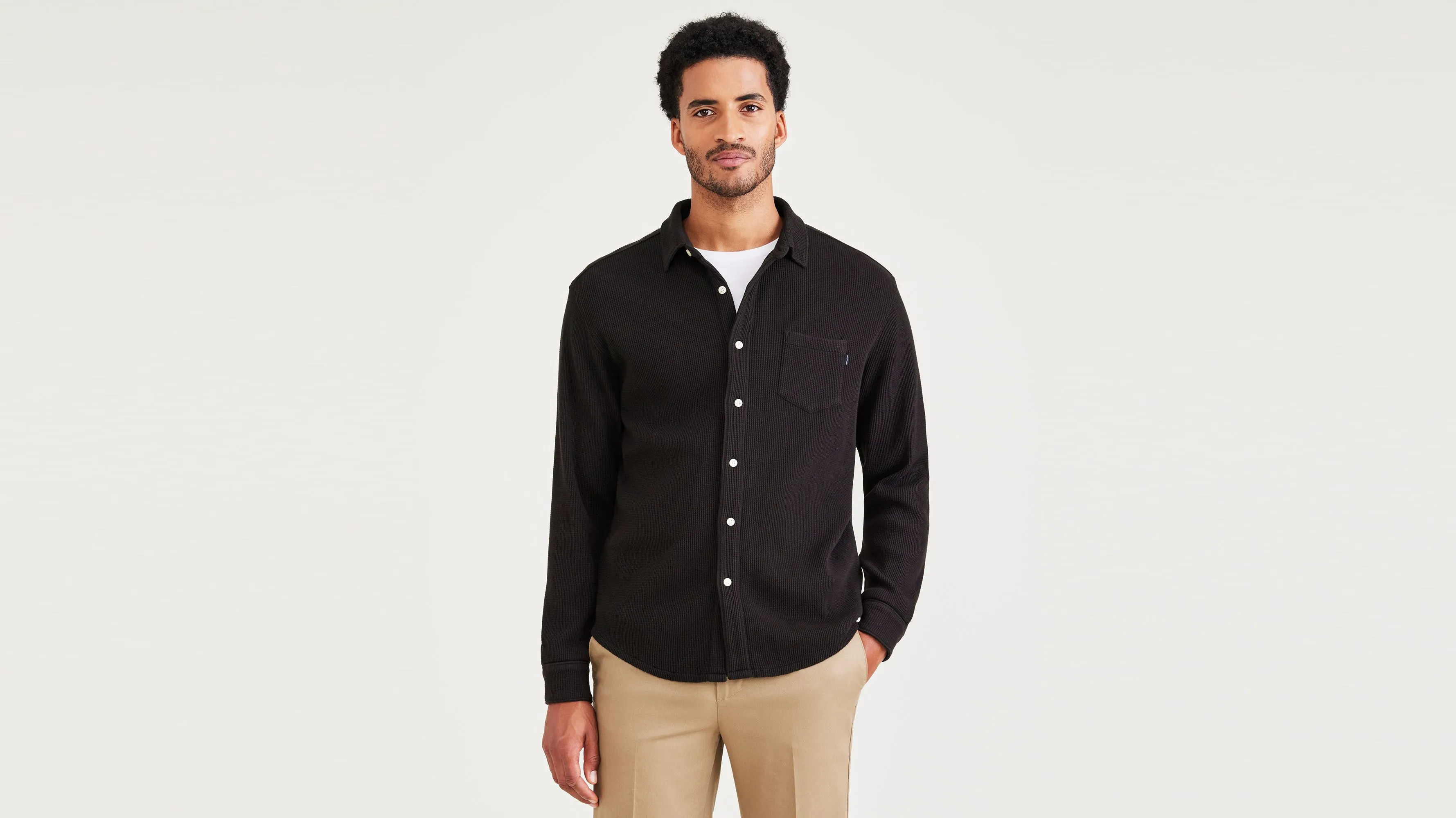 Knit Button-Up Shirt, Regular Fit