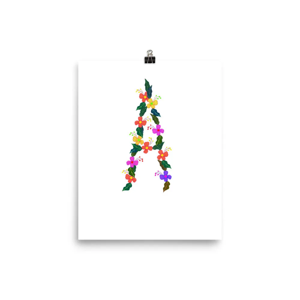 Letter A Floral - Art Print