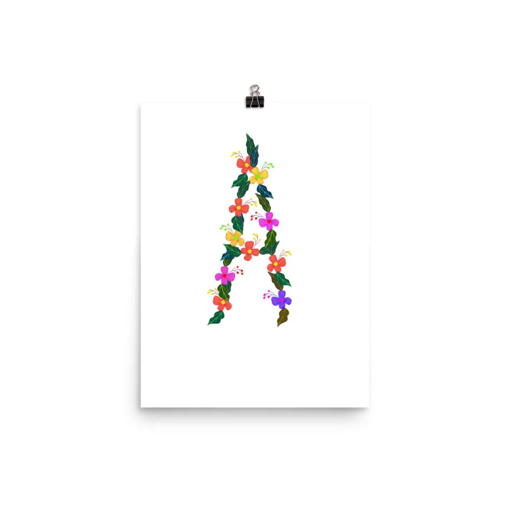 Letter A Floral - Art Print