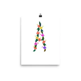 Letter A Floral - Art Print