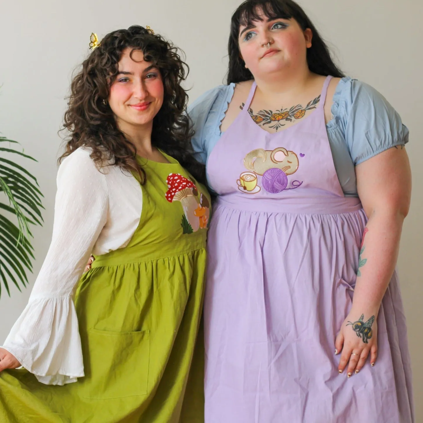 Linen Embroidered Pinafore Aprons!