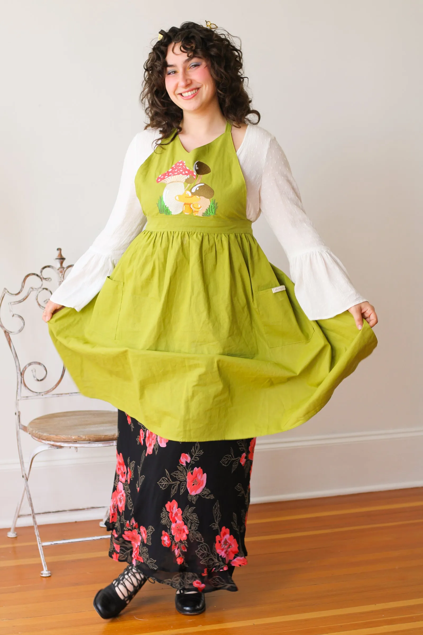 Linen Embroidered Pinafore Aprons!