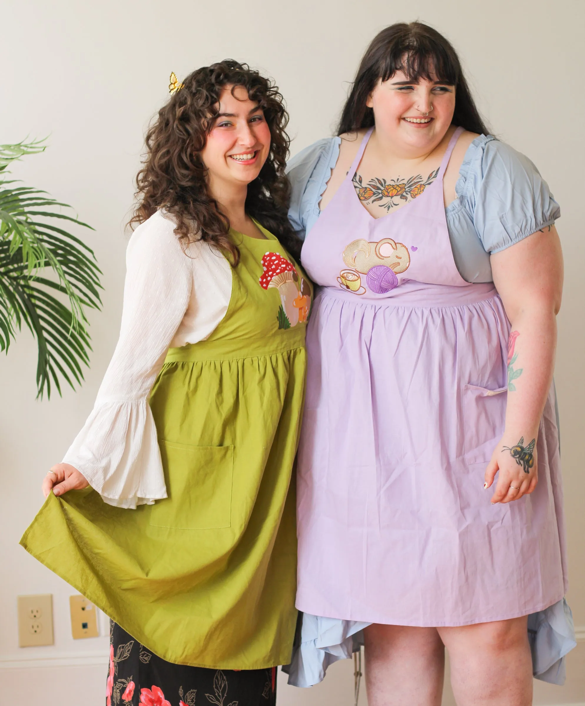 Linen Embroidered Pinafore Aprons!