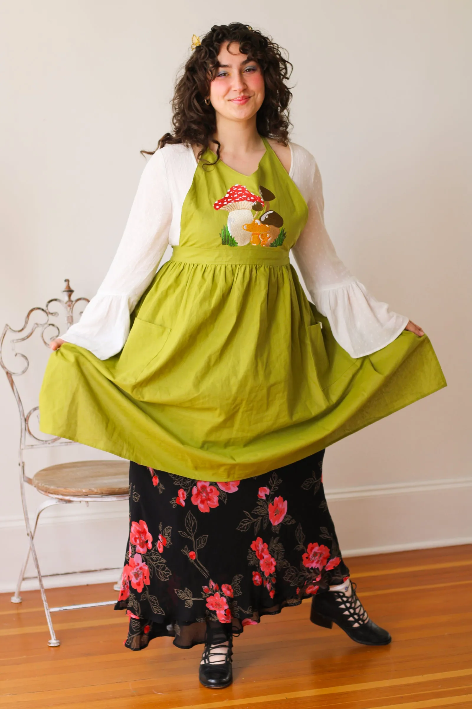 Linen Embroidered Pinafore Aprons!