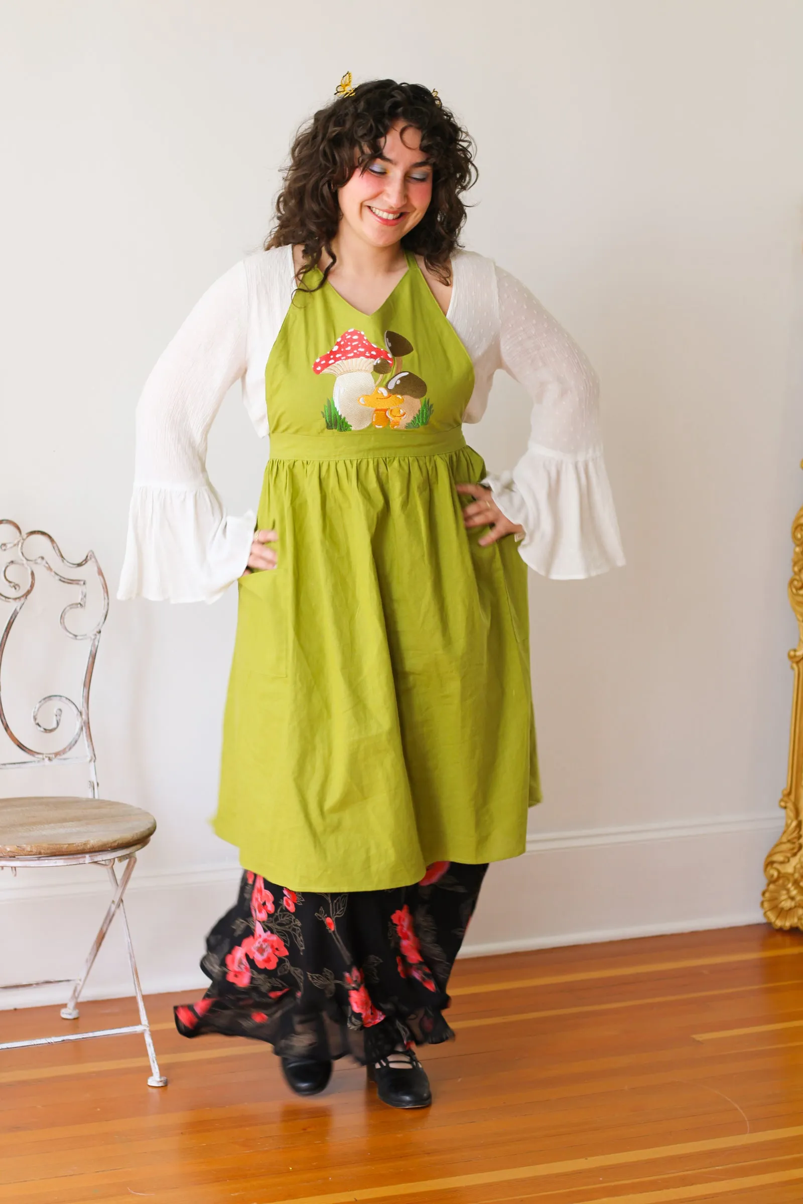 Linen Embroidered Pinafore Aprons!