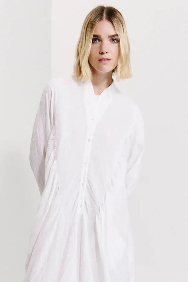 Long flared dress in viscose - White