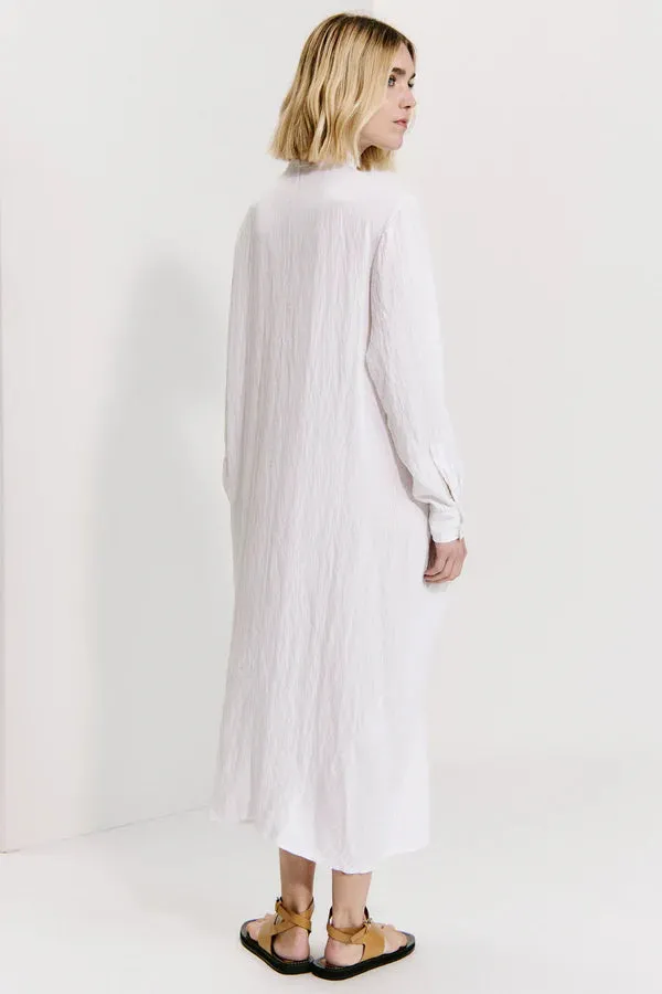 Long flared dress in viscose - White
