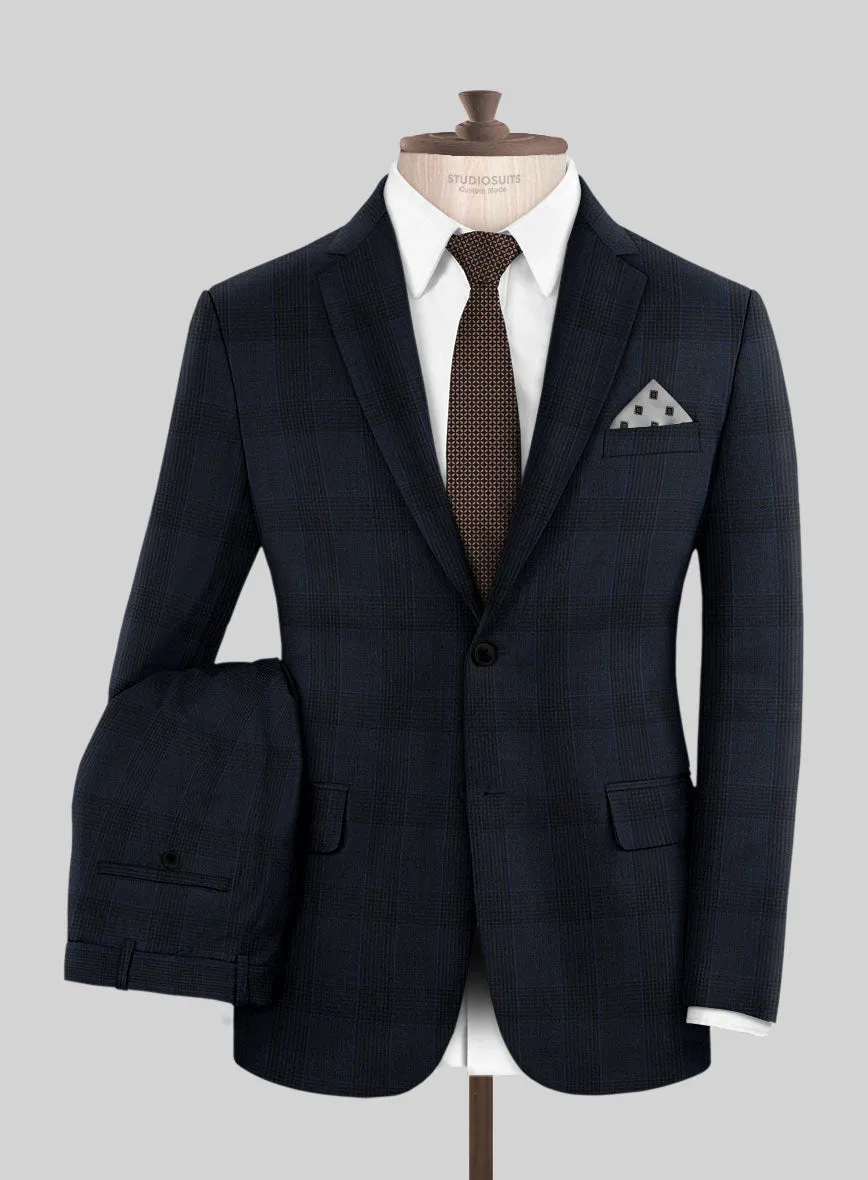 Napolean Devon Check Blue Wool Suit
