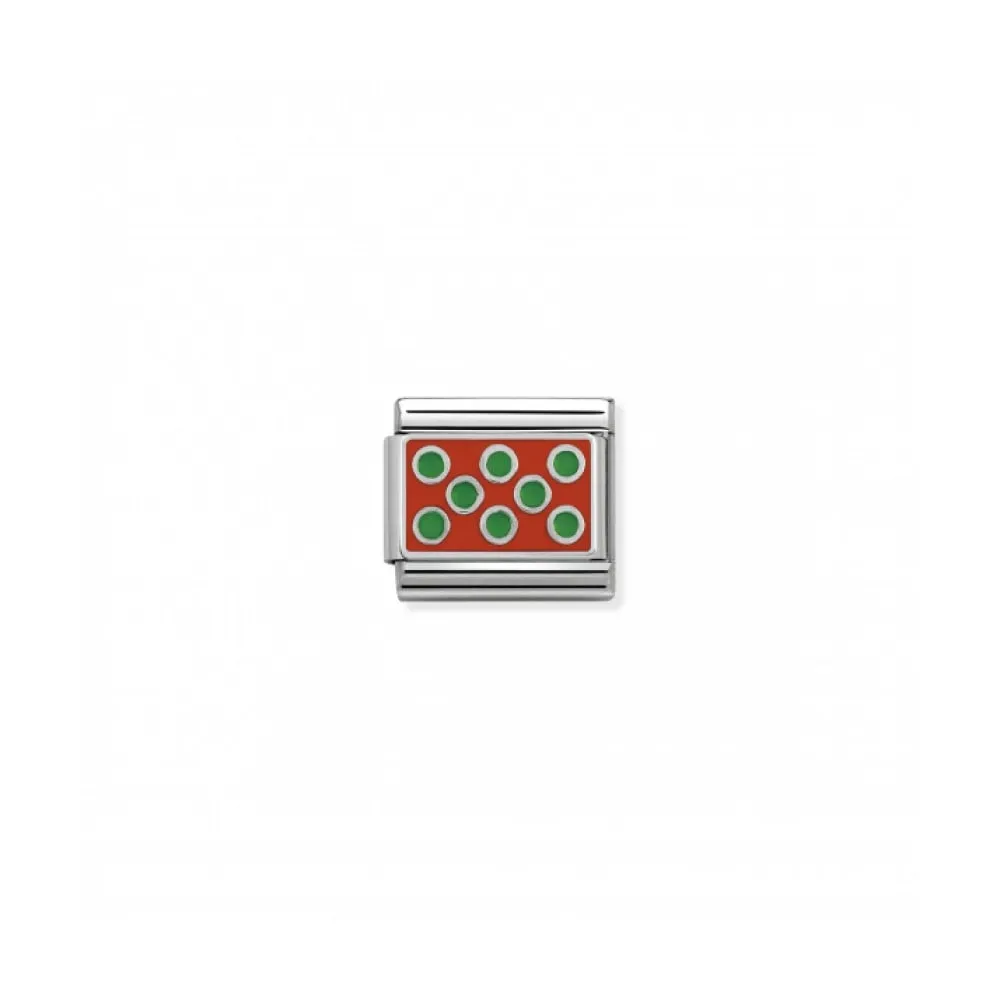 Nomination Composable Silver Green Red Polka Dot Link ~ 330206/09