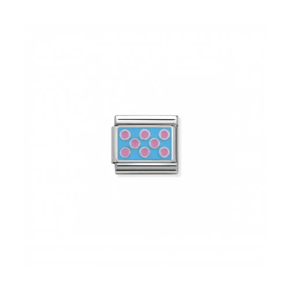 Nomination Composable Silver Pink Blue Polka Dot Link ~ 330206/08
