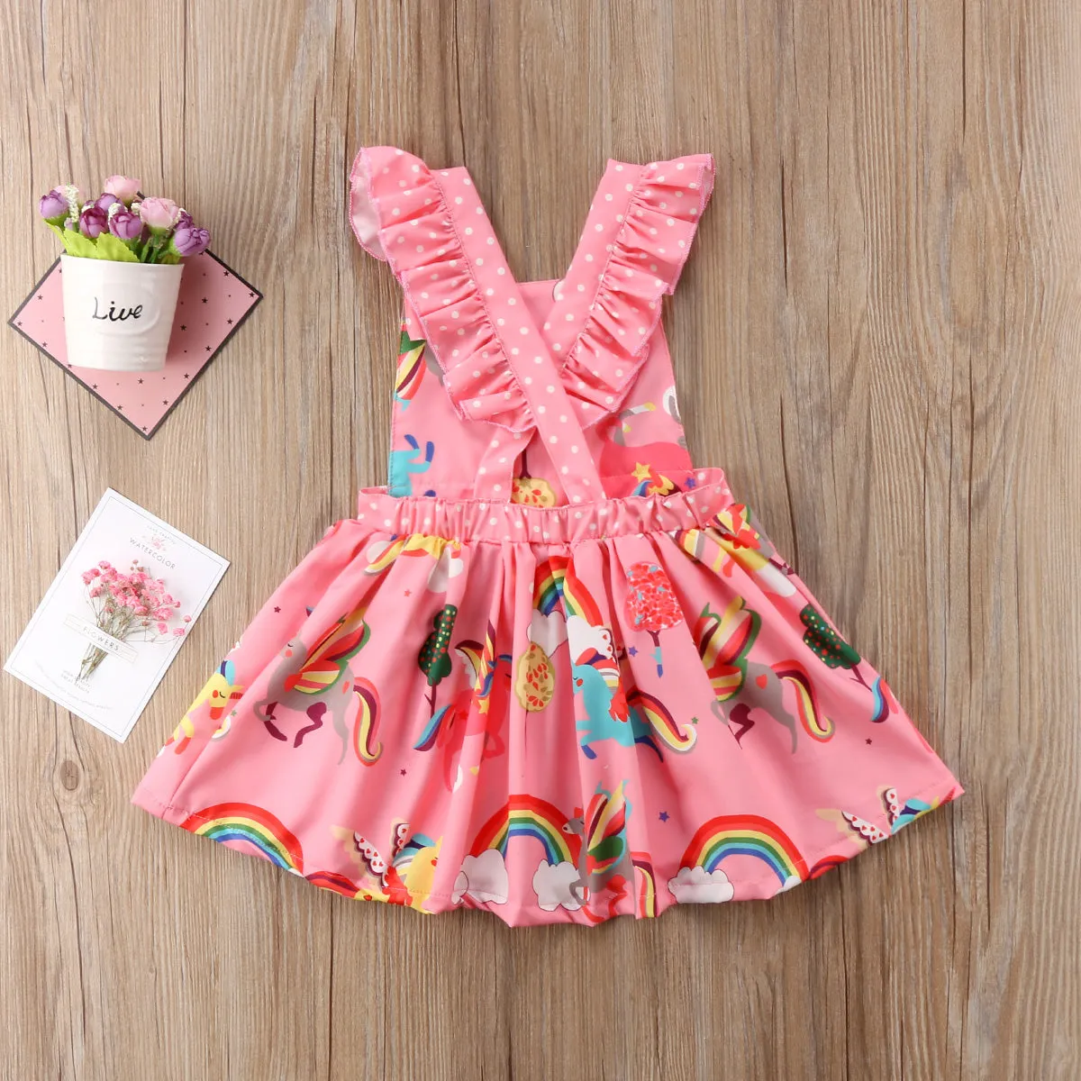 Pink Unicorn Pinafore Dress