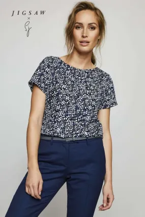 Pleat Neck Blouse - Floral Print