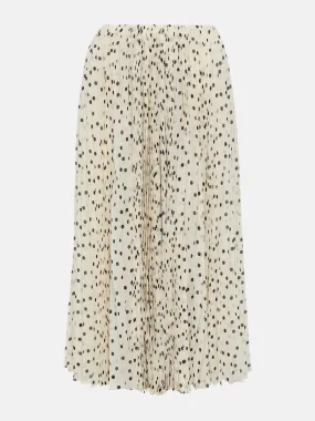 Polka dot plisse midi skirt