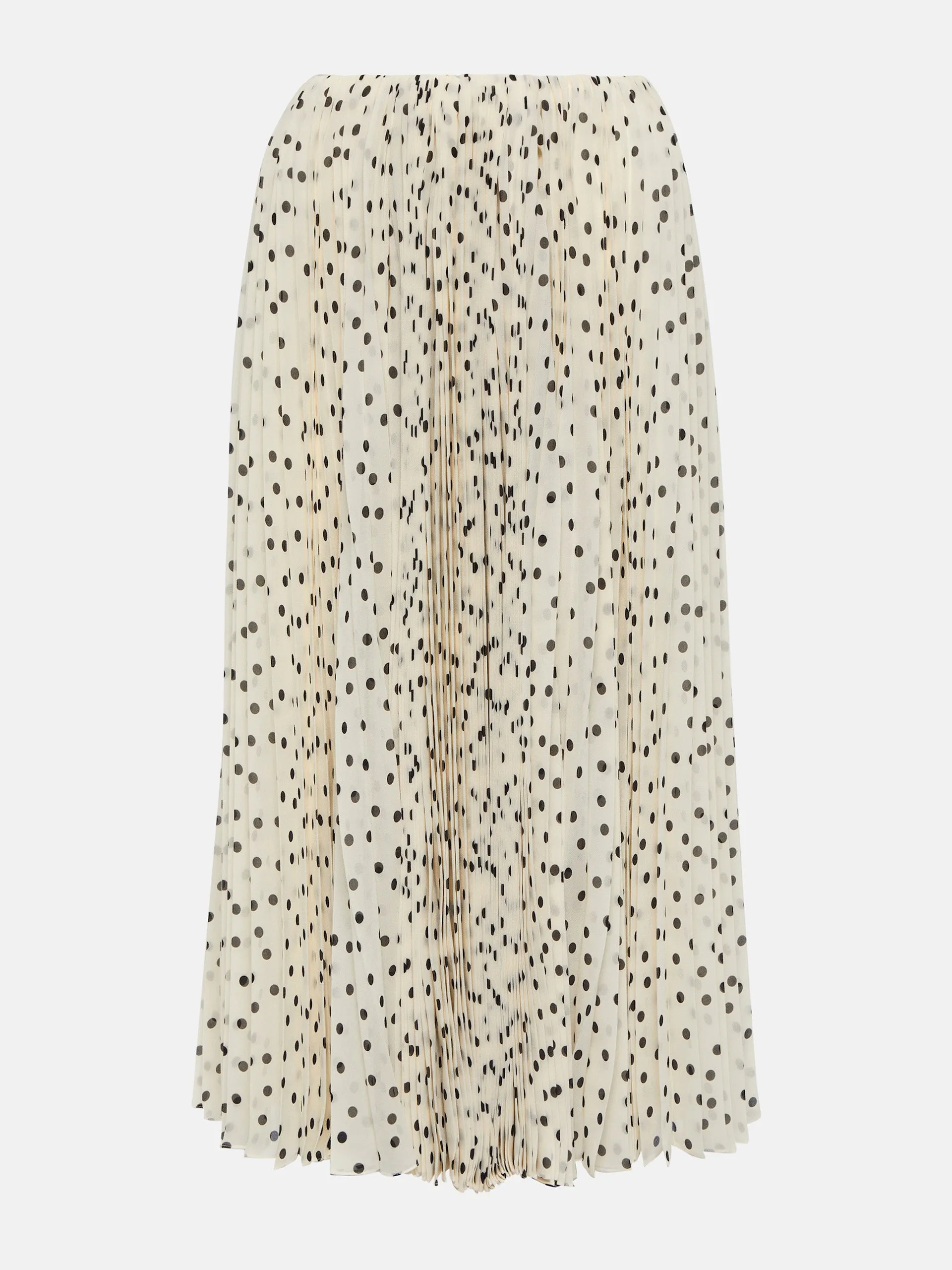 Polka dot plisse midi skirt