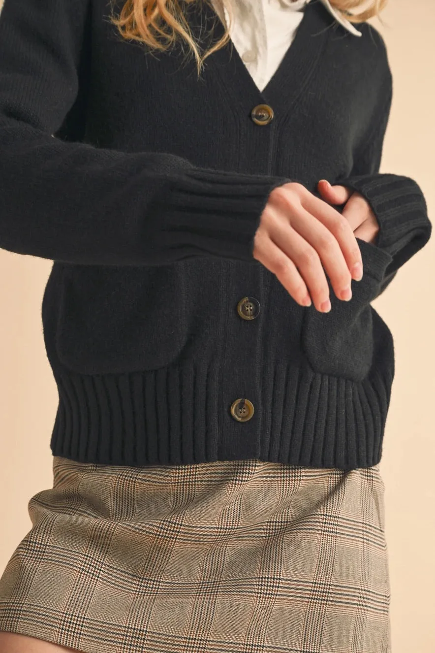 Stillwater Black Button-Up Classic Cardigan