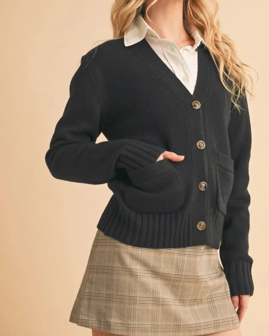 Stillwater Black Button-Up Classic Cardigan