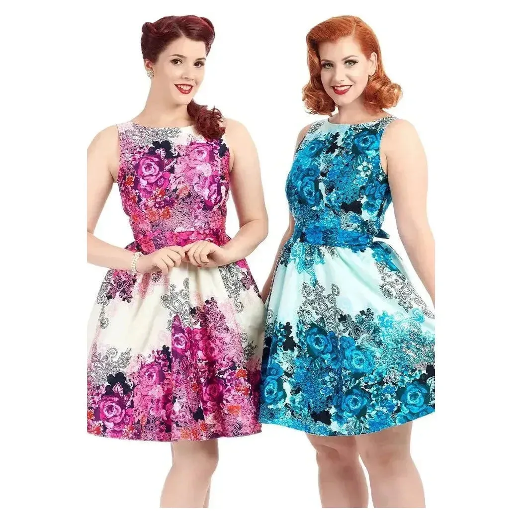 Tea Dress - Purple Collage
