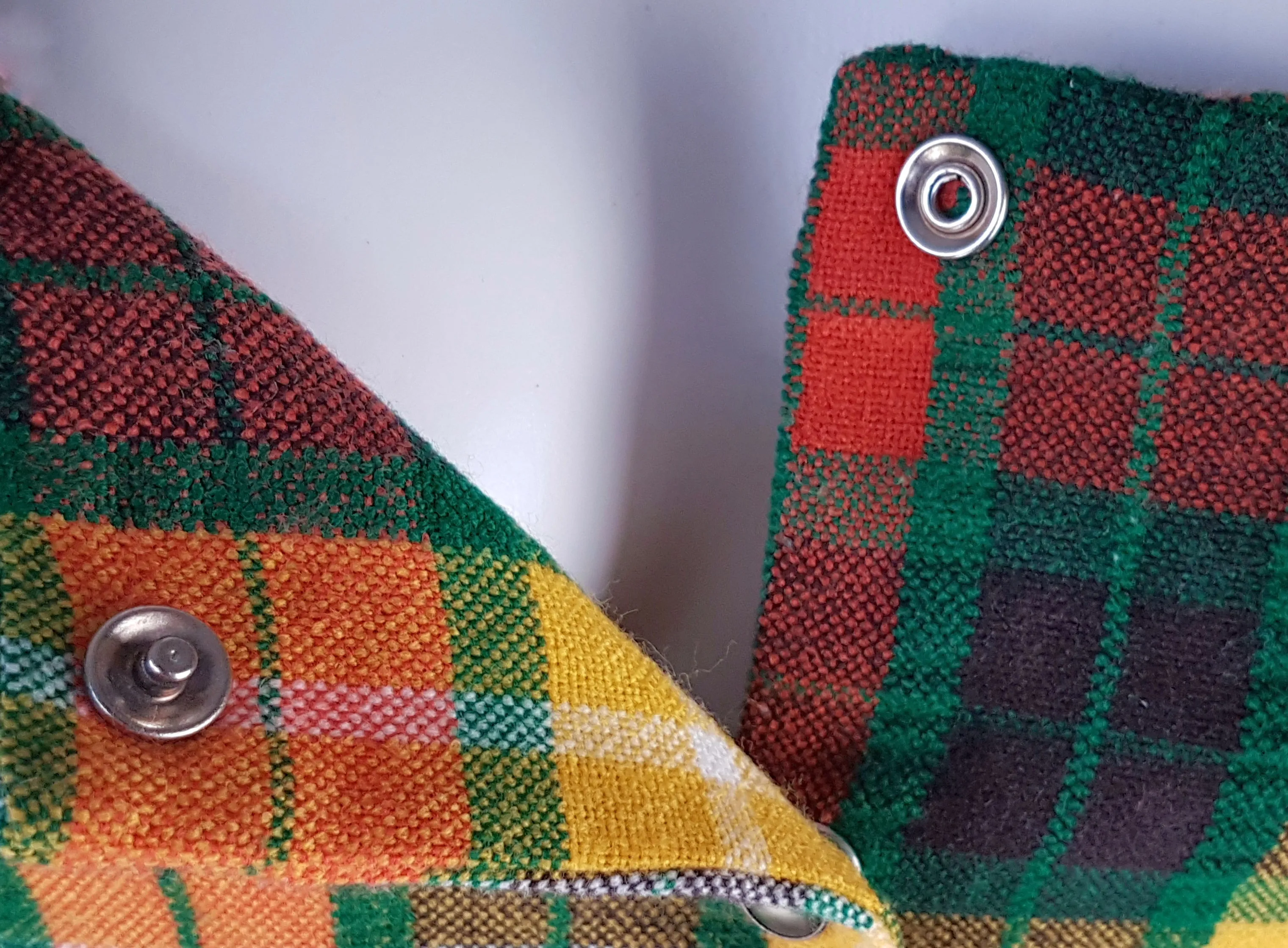 Vintage 70's | Green Orange Yellow  | Tartan Plaid Pinafore A-Line Maxi  Dress