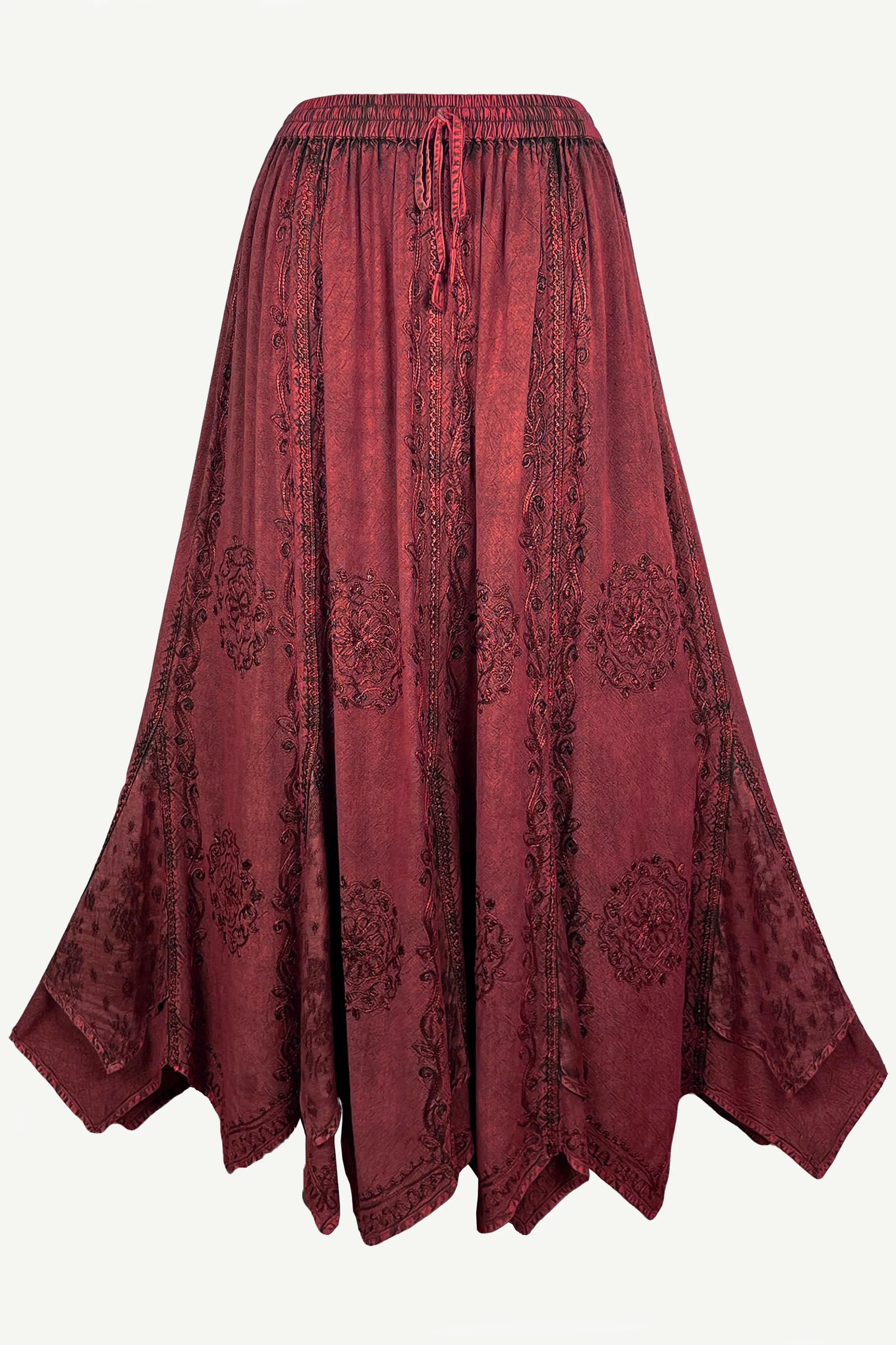 Women's Boho 715 SKT Medieval Flared Hem A Line Embroidered Long Maxi Skirt