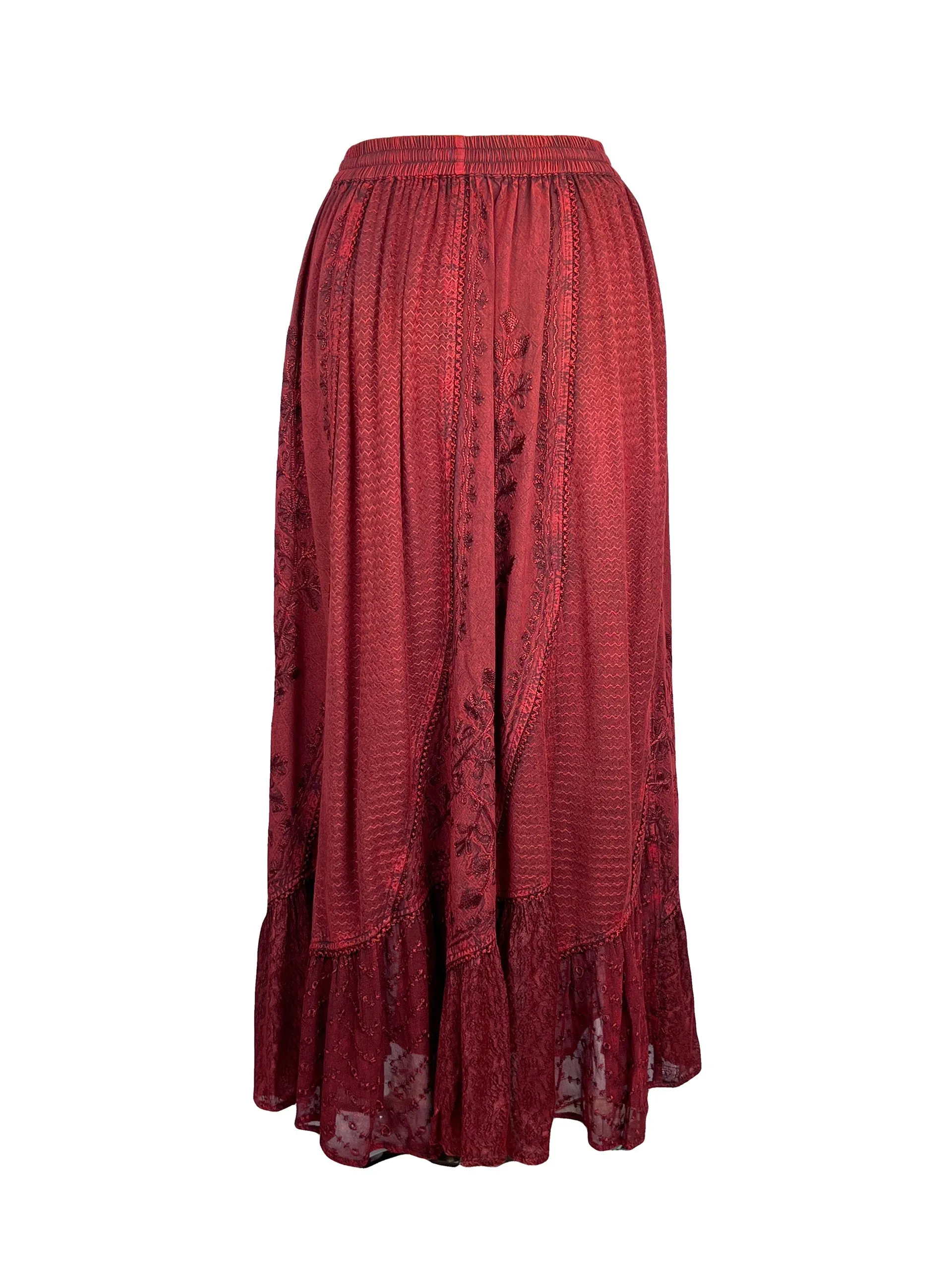 Women's Boho 715 SKT Medieval Flared Hem A Line Embroidered Long Maxi Skirt