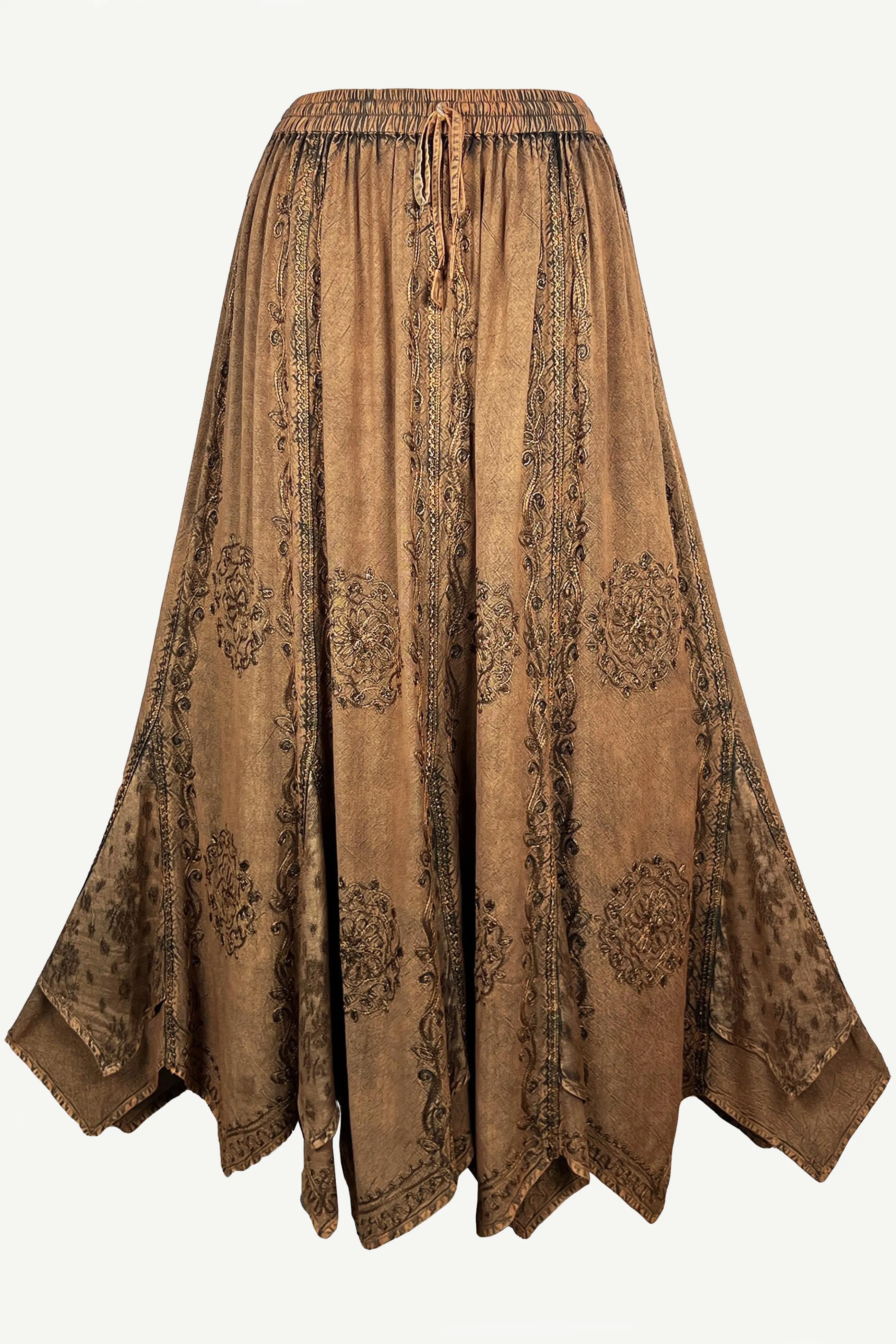 Women's Boho 715 SKT Medieval Flared Hem A Line Embroidered Long Maxi Skirt